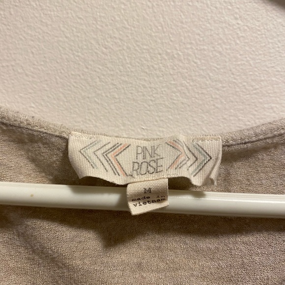 Beige Criss Cross V-Neck T-Shirt - Picture 4 of 5